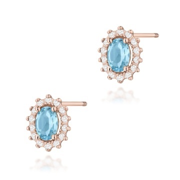 Cercei Aur 14K cu Topaz Swiss 0.50 ct si Diamante Naturale 0.24 ct Filet cu Protectie - Img 7