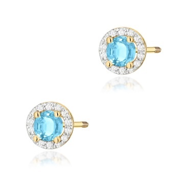Cercei Aur 14K cu Topaz Swiss 0.50 ct si Diamante Naturale 0.24 ct Filet cu Protectie