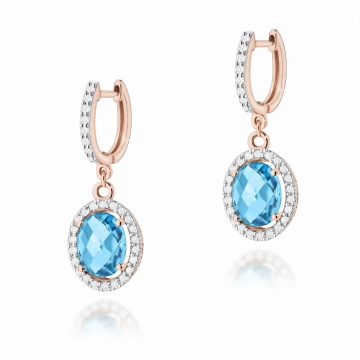 Cercei Aur 14K cu Topaz Swiss 1.70 ct si Diamante Naturale 0.36 ct - Img 5