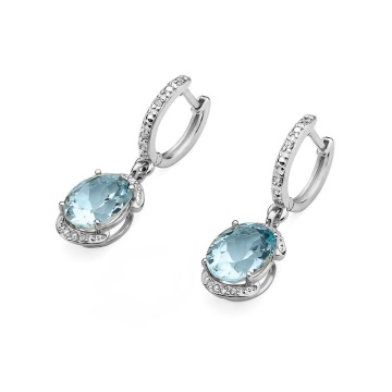 Cercei Aur 14K cu Topaz Swiss 3.00 ct si Diamante Naturale 0.13 ct - Img 5