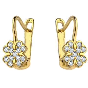 Cercei Aur 14k cu Trifoi si Zirconii - Img 3