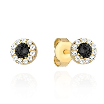 Cercei Aur 14k cu Zirconii Negre si Albe - Img 2
