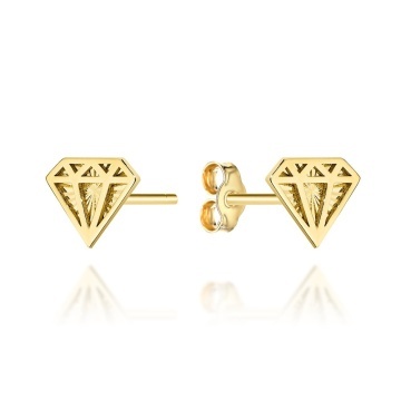 Cercei Aur 14K Diamentați Formă Diamant