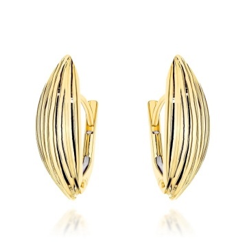 Cercei Aur 14K Elipsă Decorați cu Striații