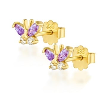 Cercei Aur 8K Fluturi Mov 1.158f - Img 3