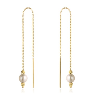Cercei Fir Aur 14k cu Perla - Img 2