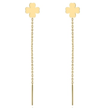 Cercei Fir Aur 14k cu Trifoi - Img 2