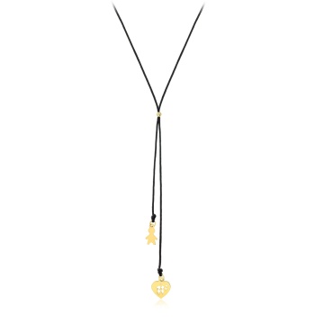Choker Kiddo cu snur reglabil și elemente din Aur 14K - Img 1