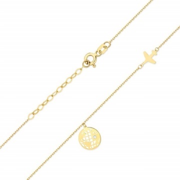 Colier Aur 14K cu Diamant Natural 0.01 ct - Img 2