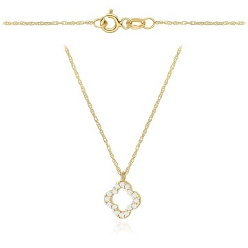 Colier Aur 14K Koniczynka cu Zirconii