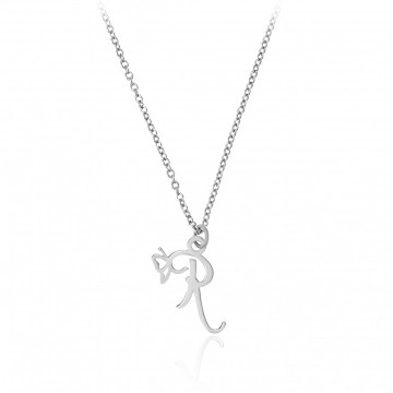 Colier Butterfly din argint 925 personalizabil cu initiala la alegere - Img 1