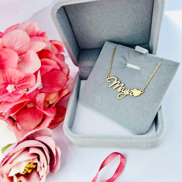 Colier din Aur 14k personalizat cu inimioara si nume la alegere - Img 2