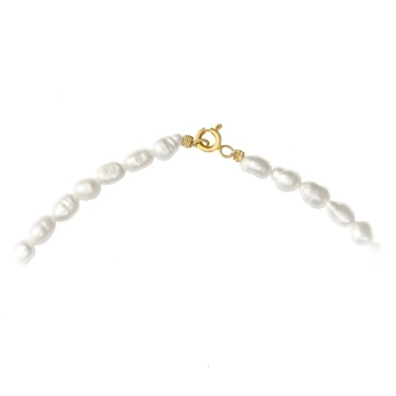 Colier The Eye cu perle de cultură tip bob de orez dimensiune 6mm și 2 biluțe din aur 14K - Img 2