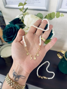 Colier Universe cu perle de cultură și Charmuri din aur 14K - Img 2
