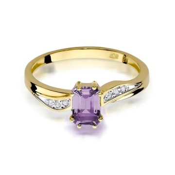 Inel Aur 14K cu Ametist 0.50 ct si Diamante Naturale 0.03 ct - Img 2