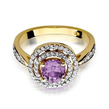 Inel Aur 14K cu Ametist 0.90 ct si Diamante Naturale 0.37 ct - Img 2