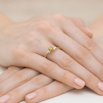 Inel Aur 14K cu Citrin 0.50 ct si Diamante Naturale 0.18 ct - Img 4