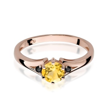 Inel Aur 14K cu Citrin 0.50 ct si Diamante Naturale Negre 0.03 ct - Img 7