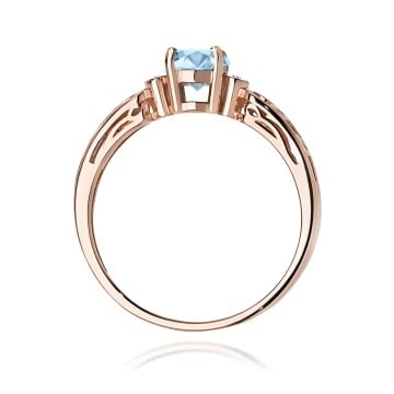 Inel Aur 14K cu Diamante Albastre de Laborator 0.52 ct - Img 7