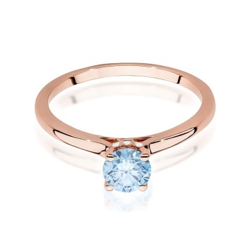 Inel Aur 14K cu Diamante Albastre de Laborator 0.56 ct - Img 6