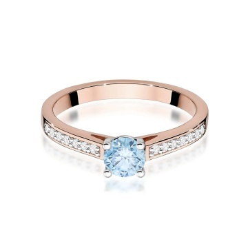 Inel Aur 14K cu Diamante Albastre de Laborator 0.62 ct - Img 6