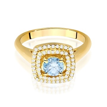 Inel Aur 14K cu Diamante Albastre de Laborator 0.78 ct - Img 2