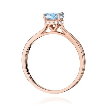 Inel Aur 14K cu Diamante Albastre de Laborator 1.07 ct - Img 7