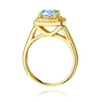 Inel Aur 14K cu Diamante Albastre de Laborator 1.28 ct - Img 3