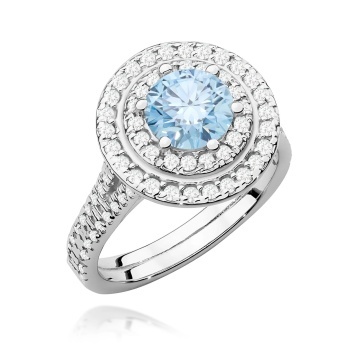 Inel Aur 14K cu Diamante Albastre de Laborator 1.63 ct - Img 9