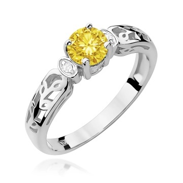 Inel Aur 14K cu Diamante Galbene de Laborator 0.52 ct - Img 9