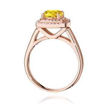 Inel Aur 14K cu Diamante Galbene de Laborator 1.28 ct - Img 7