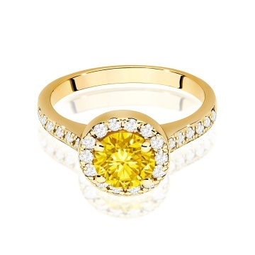 Inel Aur 14K cu Diamante Galbene de Laborator 1.38 ct - Img 2