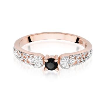 Inel Aur 14K cu Diamante Naturale Albe si Negre 0.15 ct - Img 6