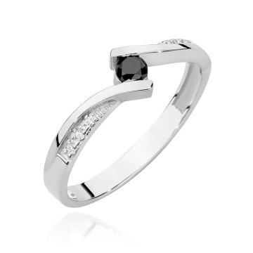 Inel Aur 14K cu Diamante Naturale Albe si Negre 0.15 ct - Img 4