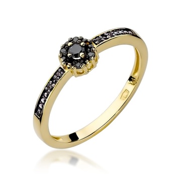 Inel Aur 14K cu Diamante Naturale Negre 0.09 ct