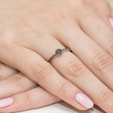 Inel Aur 14K cu Diamante Naturale Negre 0.09 ct - Img 11