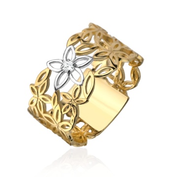 Inel Aur 14k cu Floare si Model Floral - Img 6