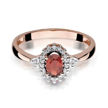 Inel Aur 14K cu Granat 0.50 ct si Diamante Naturale 0.10 ct - Img 6