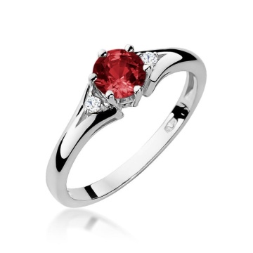 Inel Aur 14K cu Granat 0.60 ct si Diamante Naturale 0.03 ct - Img 9
