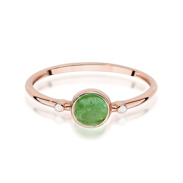 Inel Aur 14K cu Green Tourmaline 0.60 ct si Diamante Naturale 0.01 ct - Img 6