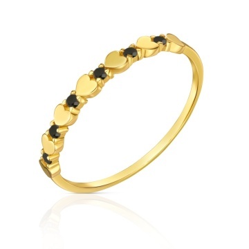 Inel Aur 14k cu Inimioare si Zirconii Negre - Img 3
