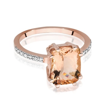 Inel Aur 14K cu Morganit 2.80 ct si Diamante Naturale 0.07 ct - Img 8