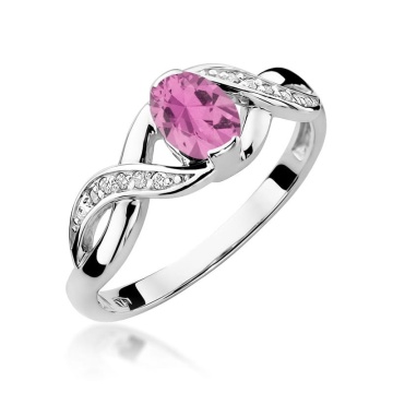 Inel Aur 14K cu Pink Sapphire 0.45 ct si Diamante Naturale 0.05 ct - Img 9