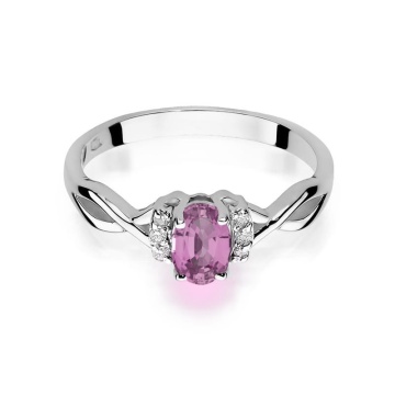 Inel Aur 14K cu Pink Sapphire 0.45 ct si Diamante Naturale 0.05 ct - Img 6