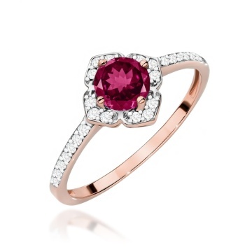 Inel Aur 14K cu Rhodolite 0.60 ct si Diamante Naturale 0.13 ct - Img 9