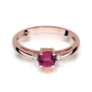 Inel Aur 14K cu Rubin 0.60 ct si Diamante Naturale 0.03 ct - Img 9