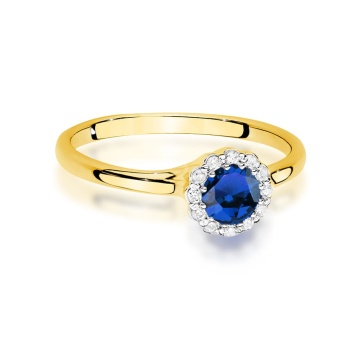 Inel Aur 14K cu Safir 0.50 ct si Diamante Naturale 0.10 ct - Img 2