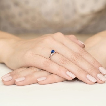 Inel Aur 14K cu Safir 0.50 ct si Diamante Naturale Negre 0.03 ct - Img 9