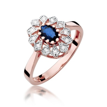Inel Aur 14K cu Safir 0.70 ct si Diamante Naturale 0.10 ct - Img 8