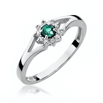 Inel Aur 14K cu Smarald 0.15 ct si Diamante Naturale 0.09 ct - Img 3